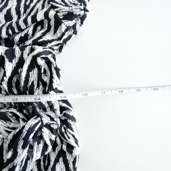 Banana Republic Womens Midi Dress V Neckline Tie Waist Black White Medium - Picture 5 of 8